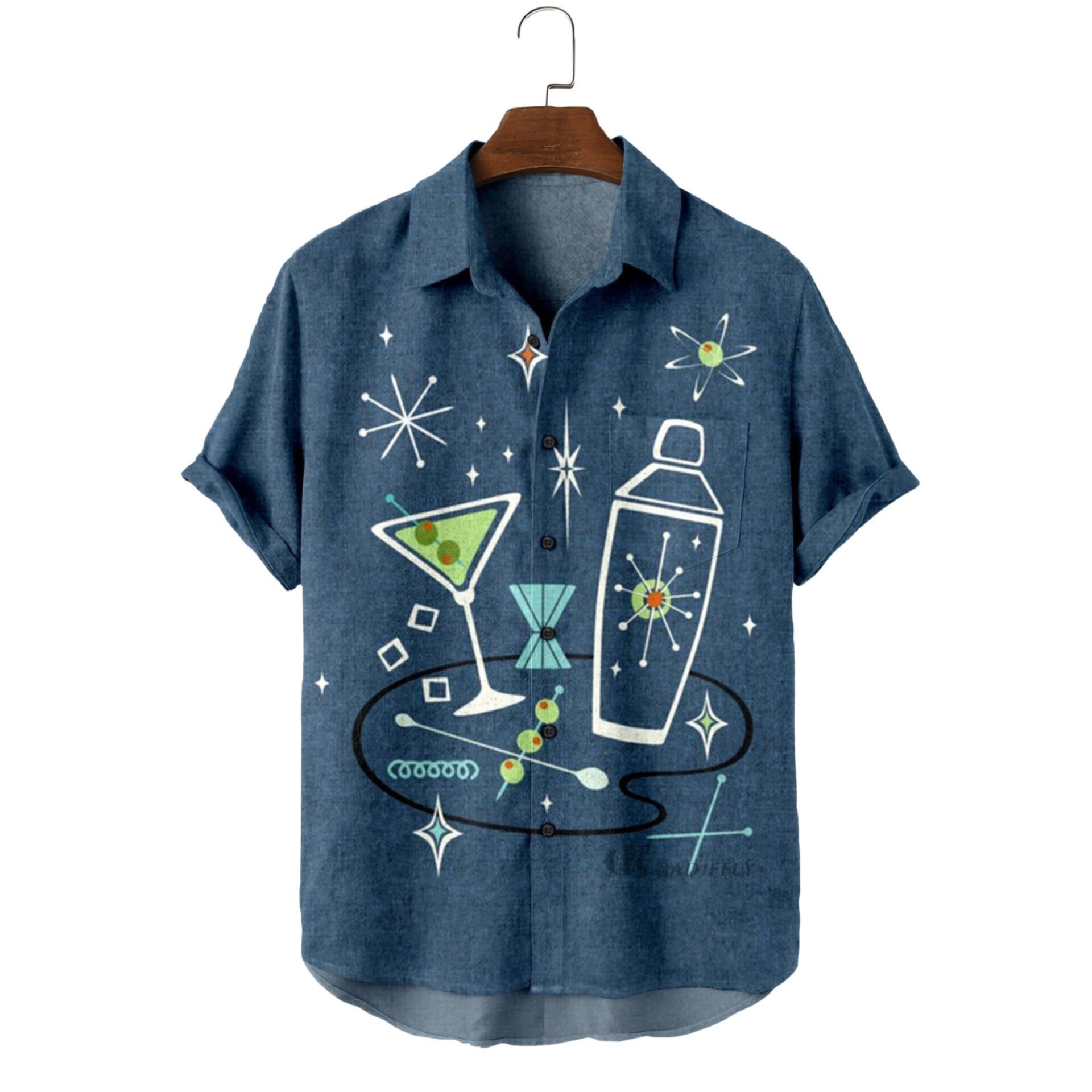 Summer Printed Irregular Pattern Short Sleeve Men′s Shirt